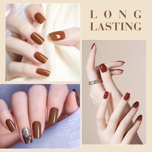 CANNI 9ML Gel Nail Polish Set - Chestnut Cake Nude Shades UV LED Soak Off, 6 Colors