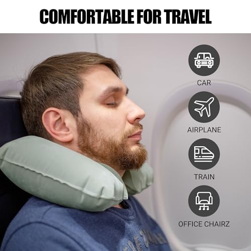 Inflatable Neck Pillow for Travel & Bath - U-Shaped Support