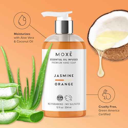 MOX? Natural Hand Wash Aromatic Scented 3-Pack ? Jasmine Orange, Vanilla Honey & Juniper Pear ? Plant-Based, Organic Oils, Essential Oils ? Gentle, Biodegradable, Vegan, Sulfate-Free, 3 x 12 oz