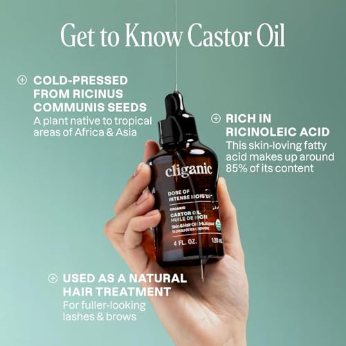 Organic Castor Oil for Eyelashes & Skin - 1oz USDA Certified Vegan & Cold-Pressed