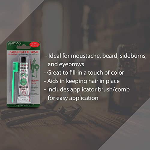 Clubman Moustache Wax Neutral 0.50 oz (Pack of 8)