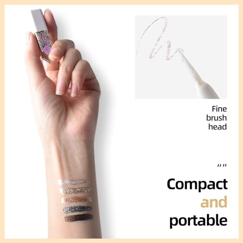 Liquid Glitter Eyeliner Set, 5 Colors Waterproof Shimmer
