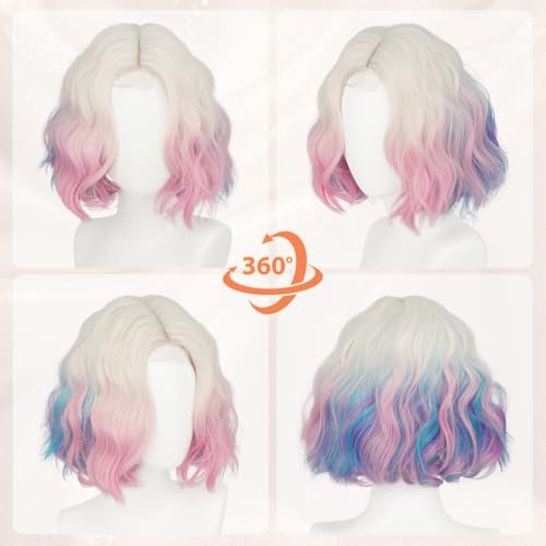 Haloo Rainbow Bob Wig - 11" Short Curly Lace Front