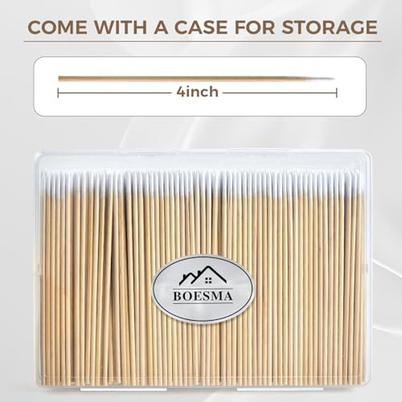 400Pcs Pointed Cotton Swabs with Wooden Sticks - Precision Makeup Cleaning
