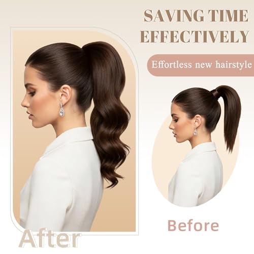 FELENDY 16" Curly Wavy Ponytail Extension Clip In Hair
