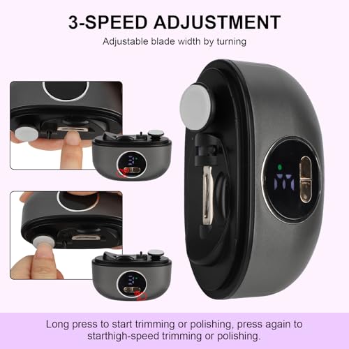 Electric Nail Clipper for All Ages with LED Light, 3-Speed Safety Trimmer