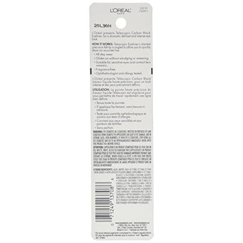 L'Oreal Paris Telescopic Precision Liquid Eyeliner, Carbon Black, 0.08 Oz