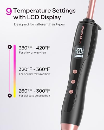 3/8" Ceramic Curling Iron with 9 Temperature Settings & LCD Display