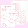 Double-Sided Lip Tattoo Practice Skin 10 Different Lip Designs Silicone Lip Practice Sheet for PMU Artists & Beginners (4pcs White Pad with Pink Outline)