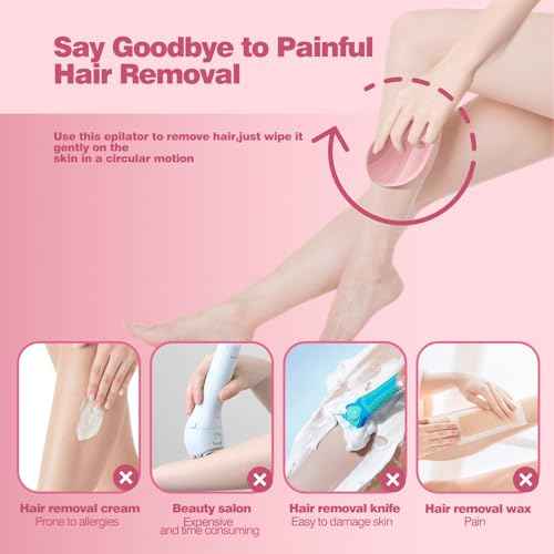 Crystal Hair Eraser for Women and Men, Reusable Crystal Hair Remover Painless Exfoliation Hair Removal Tool for Back Arms Legs (Pink)