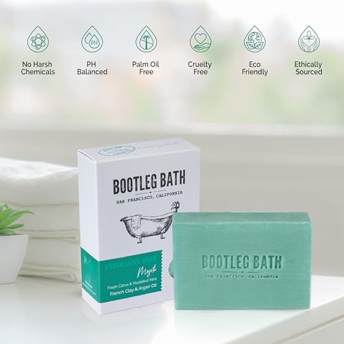 BOOTLEG BATH- Mojito Bath Bar, Fresh Citrus and Muddled Mint with Argan Oil, Natural Soap Bar, Moisturizing Body Soap for Men and Women, Eco Friendly, Handcrafted in USA, 4.4 oz Bar