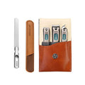 Stainless Steel Nail File with Anti-Slip Handle and Leather Case, 3 pcs Nail Clippers Set Stainless Steel Nail Clippers & Slant EDG Toenail Clipper Cutter