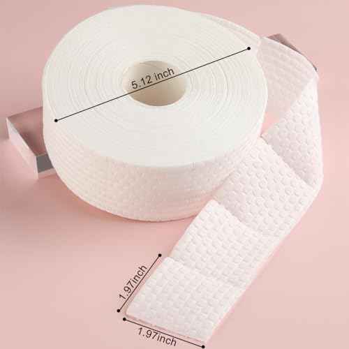 1000Pcs/1 Roll Lint Free Nail Wipes, Nail Polish Remover Pads, White Cotton Pads Wipes for Gel Nails, Dust Cleaning Degreasing Nail Napkins Cotton Swabs, Manicure Salon Supplies