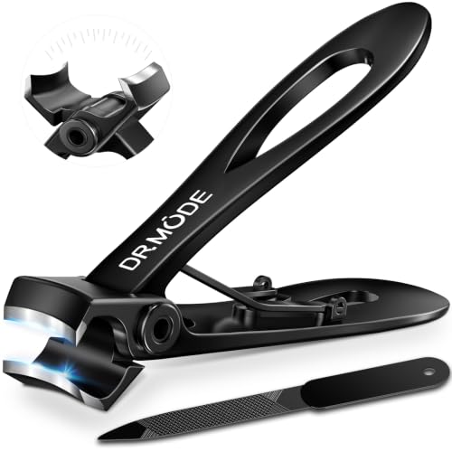 Black DRMODE Heavy Duty Nail Clippers for Thick Nails, 16mm Wide Jaw, 2 Pack