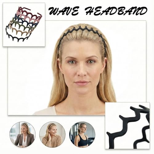 8 Pcs Zig Zag Hair Headbands with Teeth – Non-Slip