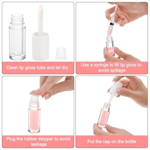 20-Pack 6ml Empty Lip Gloss Tubes with Wand & Inserts