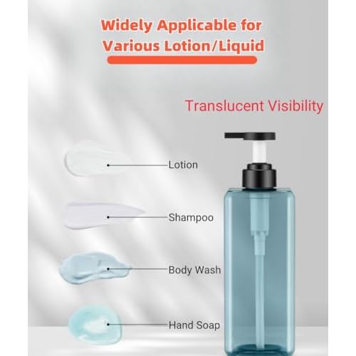 Shampoo and Conditioner Dispensers 25OZ Refillable Large Shower Bottles 2Pack Hand Soap Dish Soap Dispenser with Waterproof Labels Square Pump Bottle for Bathroom and Kitchen- Blue, 750ml
