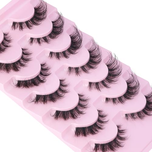 D Curl Fox Eye False Lashes - Clear Band Wispy Manga Lashes 7 Pairs