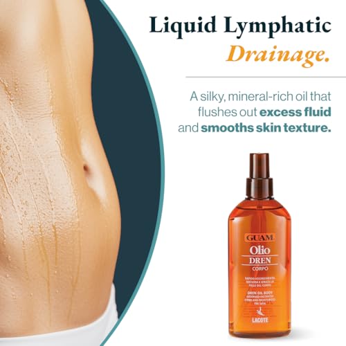 GUAM Dren Anti-Cellulite Massage Oil ? Lymphatic Drainage & Water Retention Relief ? Essential Oils for Skin Firming & Toning (200 ML)