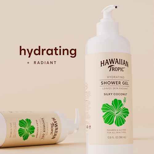 Hawaiian Tropic Hydrating Shower Gel, Body Wash 5 Pack, 380ml Bottle, Silky Coconut Scent, SLS Free, Paraben Free, Hotel Bathroom Amenities, Bulk Size, Air Bnb, Guest Bathroom Essentials, Airbnb