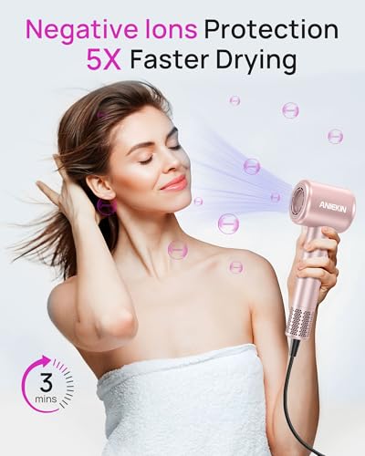 ANIEKIN Ionic Hair Dryer with Brushless Motor & Diffuser