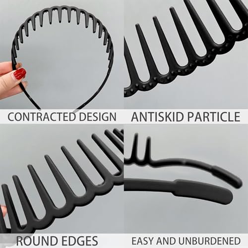 6-Pack Shark Teeth Headbands for Women – Non-Slip Hair Bands