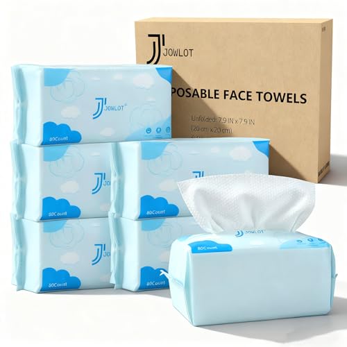 Disposable Face Towels, 480 Count Ultra Soft and Thick Cotton Facial Towels for Sensitive Skin, Dry Wipes Face Tissues Towelettes for Cleansing, Makeup Remover and Skincare
