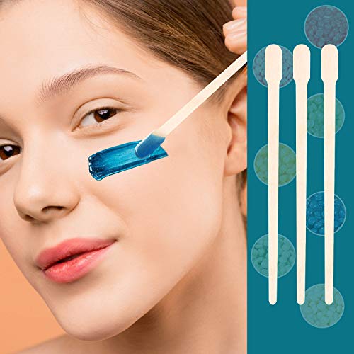 JANYUN 200 Pcs Wooden Eyebrow Waxing Sticks with Handle for Hair Removal - Face, Leg, Facial, and Eyebrow