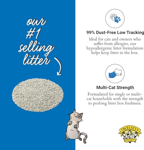 Dr. Elsey's Premium Clumping Cat Litter - Ultra - 99.9% Dust-Free, Low Tracking, Hard Clumping, Superior Odor Control, Unscented & Natural Ingredients