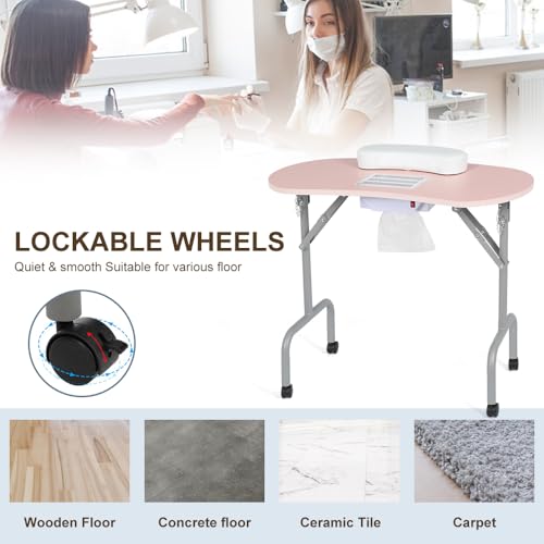 36" Portable Manicure Table with Dust Collector & Charging