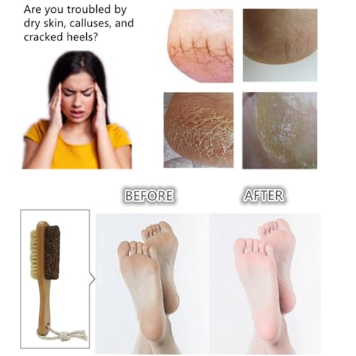 Natural Lava Pumice Stone Foot Brush & Callus Remover with Wooden Handle