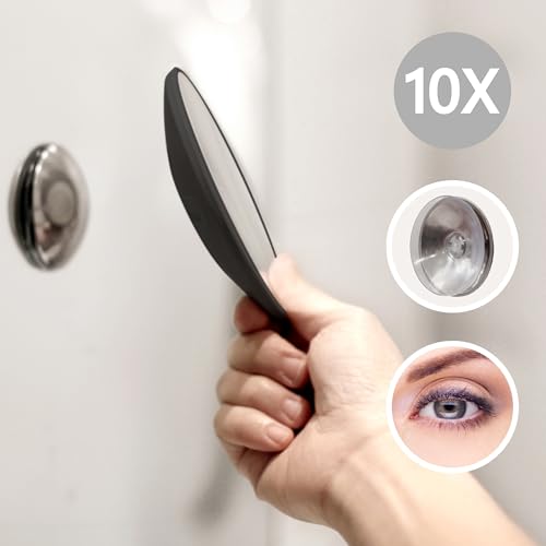 Cosmetic Mirror 10 x Magnification with Magnetic Extension Bar, Black