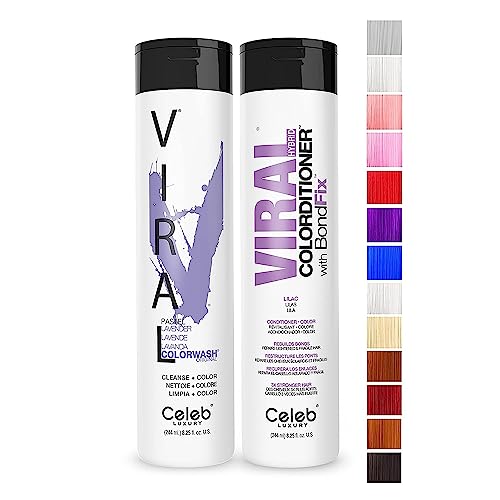 Celeb Luxury Intense Color Depositing Colorwash Shampoo + BondFix Rebuilder, Vegan Hair Dye, Sustainably Sourced Plant Based, Semi Permanent Hair Color, Viral and Gem Lites Duos