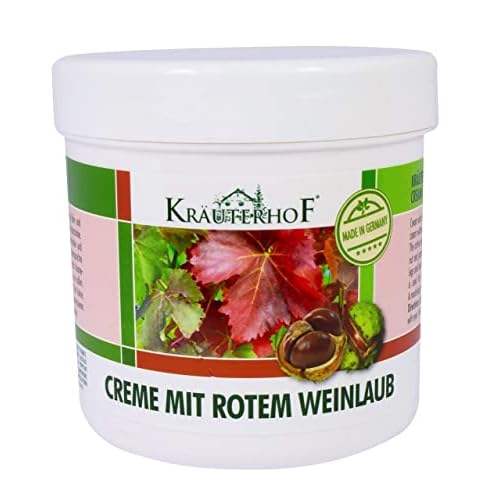Krauterhof Horse Chestnut & Red Vine Cream for Varicose Veins, Aching Legs - 250ml, All Skin Types