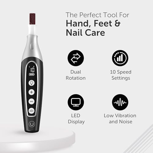 Cordless Electric Nail File Kit for Manicure & Pedicure - 32-Piece Set