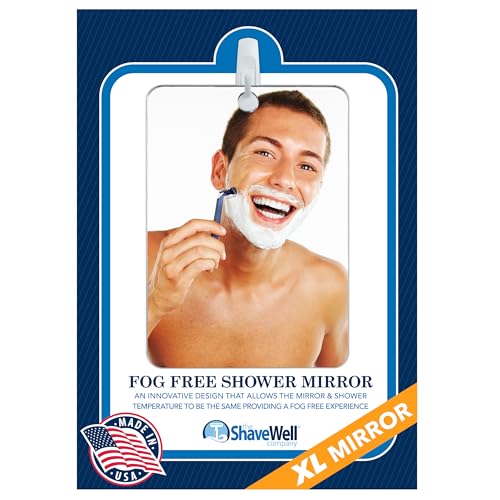 XL Anti-Fog Shower Shaving Mirror with Removable Adhesive Hook - 11.6"L x 7.1"W