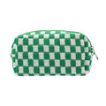 Green Checkered Travel Makeup Bag - Compact Purse Organizer, 1 Pack