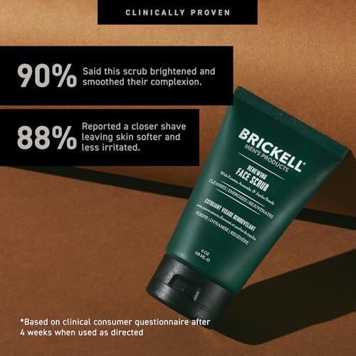 Brickell Men's Renewing Face Scrub | Deep Exfoliating Facial Cleanser