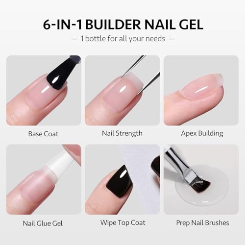 GAOY Clear Builder Base & Glassy Top Coat Set 16ml UV Gel Nail Polish