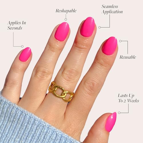 Glamnetic Hot Pink Press-On Nails | Short Oval 30 Nail Kit