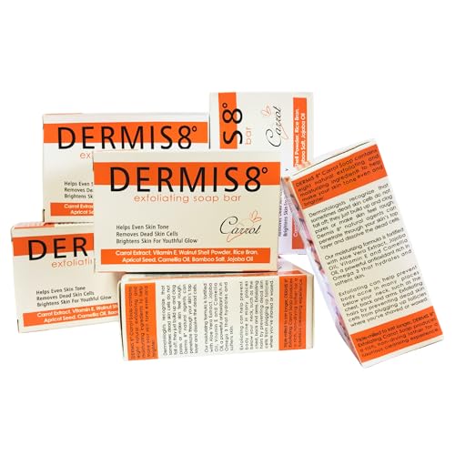 Dermis 8 Natural Carrot Soap Bar ? Brightening & Nourishing Face & Body Soap ? Made with Carrot Extract, Jojoba & Camellia Oils (200g x 6 Pack)