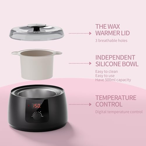 Wax Warmer, Waxing Kit for Women, Hot Melt Hard Wax Warmer for Hair Removal, Wax Heater wax kit with Non-Stick Easy Clean Pot for Home or Salon.