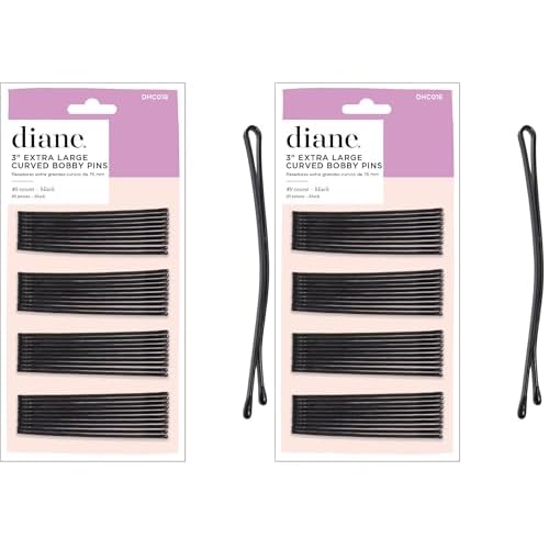 Diane Fromm 3'' Curved Jumbo Bob Pins Black, DHC018, 40 Count (Pack of 2)