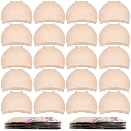 MORGLES Wig Caps 20 Pack - Stretchy Beige Stocking Caps