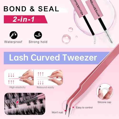 Lash Extension Kit DIY 320pcs Lash Clusters Eyelash Extension Kit, 9-16mm 20D 50D Individual Lashes Kit with Lash Bond and Seal, Lash Tweezers for Self Use (20D&50D, 9-16mm, Kit)