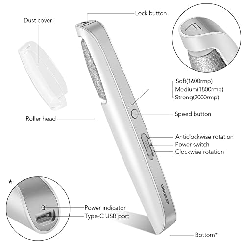 LINKEVAP Electric Foot Callus Remover with 2 Roller Heads