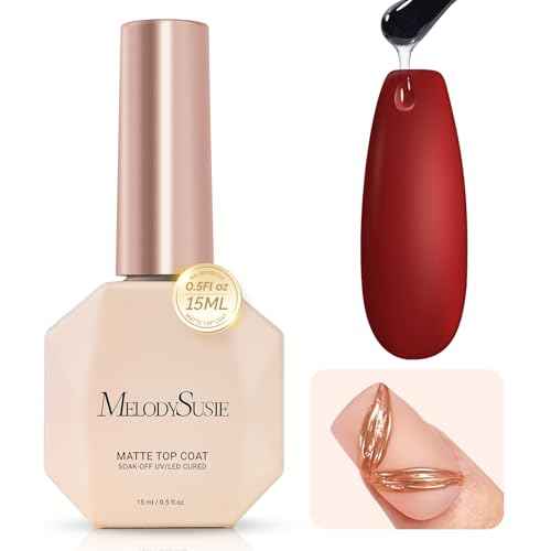 MelodySusie Matte Gel Top Coat - 15ml Powder-Resist Formula, Long-Lasting UV Curable for Detail Chrome Powder Painting, DIY Nail Art, Salon-Grade Matte Finish