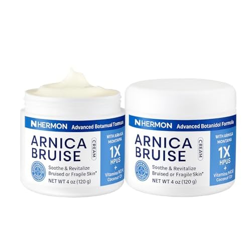 Hermon Arnica Bruise Cream Extra Strength: Fast-Acting for Bruising & Swelling on Thin Skin - High Strength Arnica Montana with Vitamins K, C & E?Hydrating Moisturizer for Face (4 oz(pack of 2))