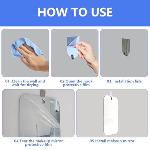 Shatterproof Fogless Shower Mirror 8x6 Inch Handheld Acrylic