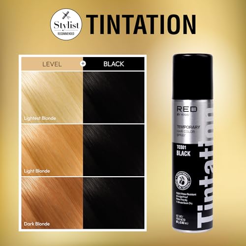 Red by Kiss Hair Color Spray – Instant Gray Root Touch Up, Black